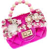 Hot Pink Velvet Flower Bunny Charm Purse - Bags - 3