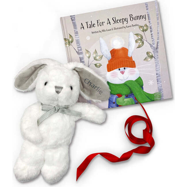 A Tale For A Sleepy Bunny with Personalized Little Grey Bunny Soft Toy