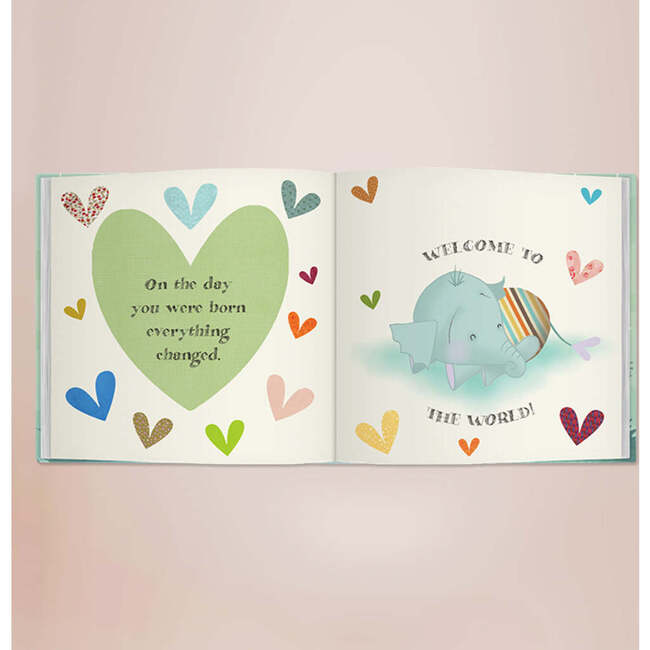 Welcome To The World Book with Personalized Baby Elephant Soft Toy - Books - 4