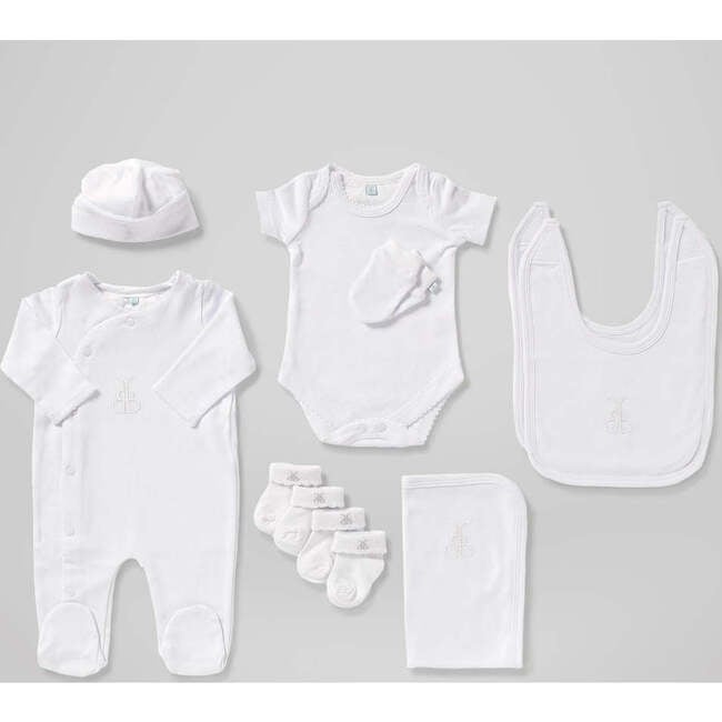 Personalized Three Little Zebras Luxury New Baby Hamper, White - Mixed Apparel Set - 5