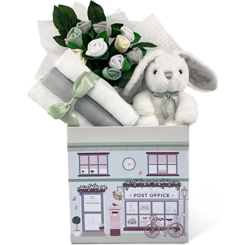 Personalized Little Grey Bunny Welcome Baby Hamper - Mixed Apparel Set - 1