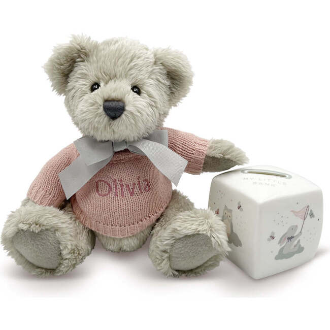 Personalized Pink Berkeley Bear and Little Love Money Box