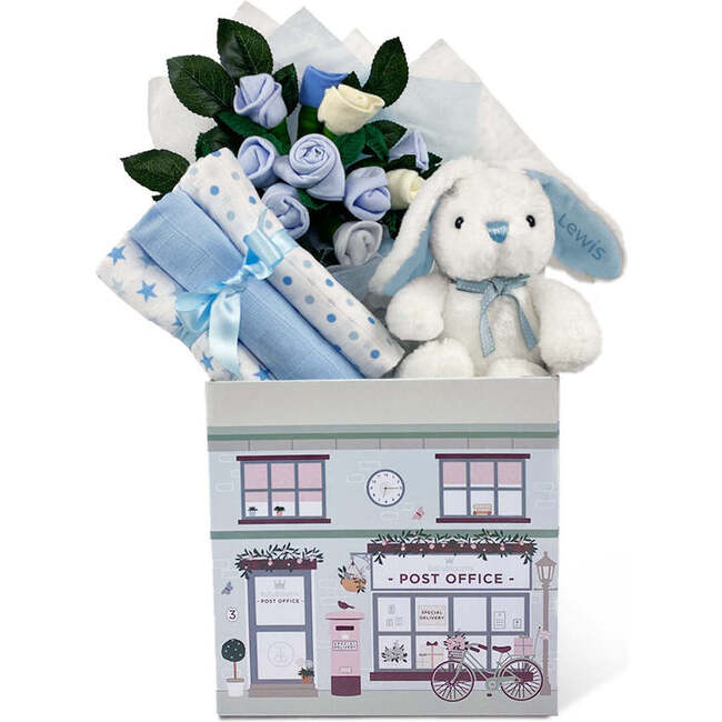 Personalized Little Blue Bunny Welcome Baby Hamper