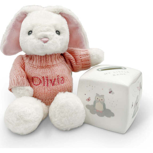 Personalized Pink Bunny and Little Love Money Box