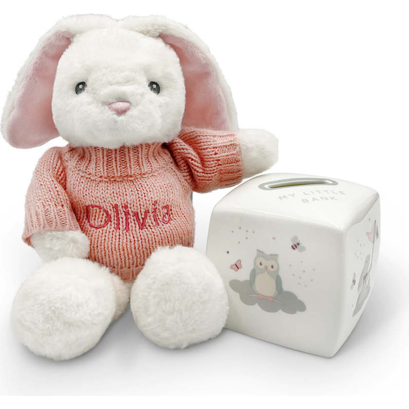 Personalized Pink Bunny and Little Love Money Box - Mixed Gift Sets - 1