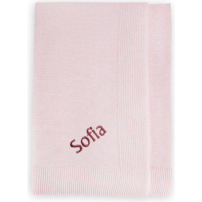 Personalized Knitted Baby Blanket, Pink