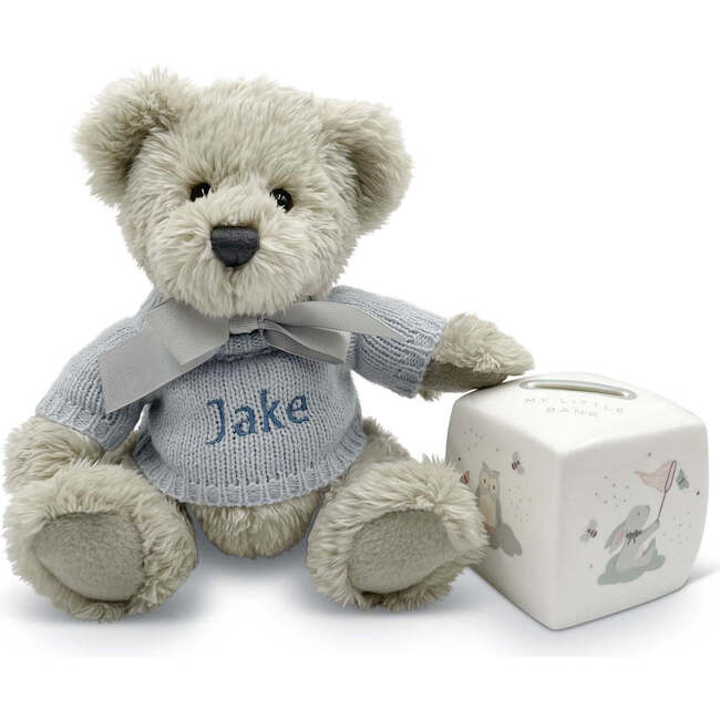 Personalized Blue Berkeley Bear and Little Love Money Box
