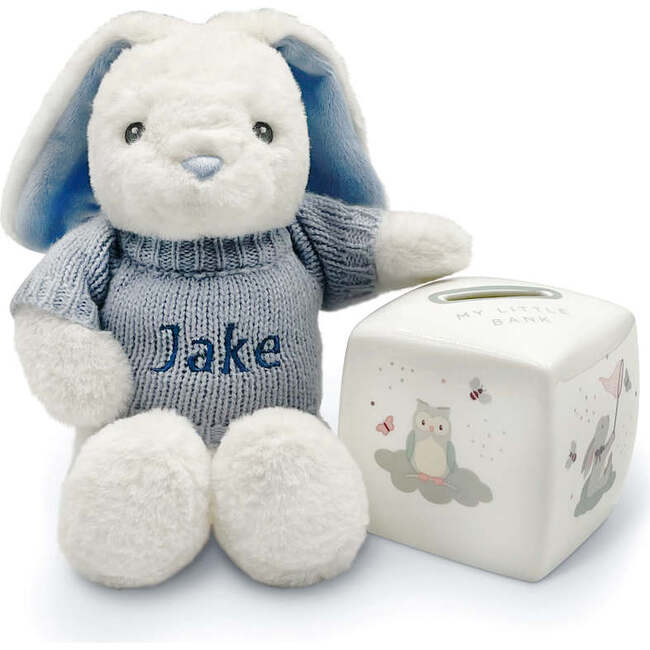 Personalized Blue Bunny and Little Love Money Box