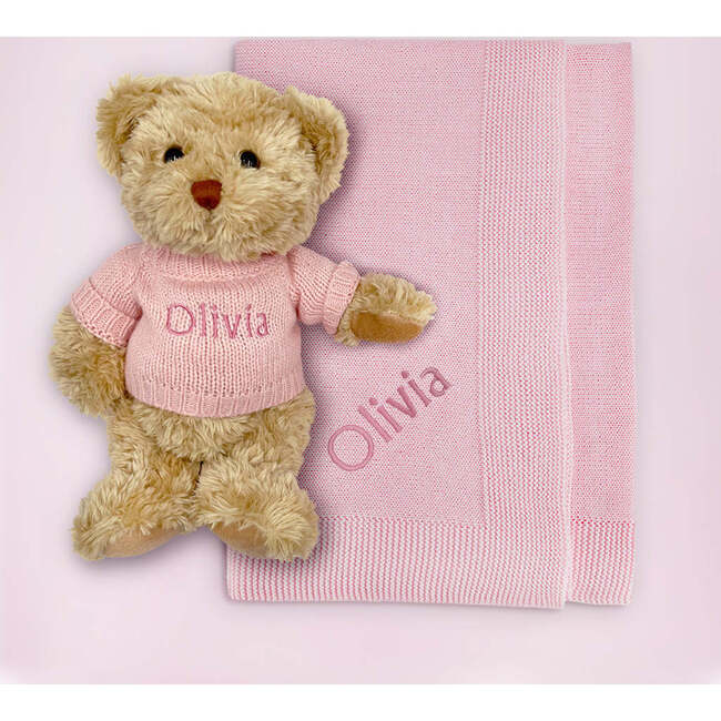 Personalized Bertie Bear with Blanket, Pink - Mixed Gift Sets - 2