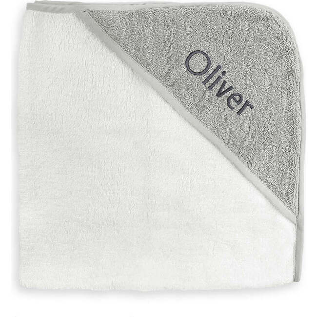 Personalized Baby Hooded Towel, Grey