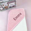 Personalized Baby Hooded Towel, Pink - Bath Towels - 2