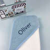 Personalized Baby Hooded Towel, Blue - Bath Towels - 3