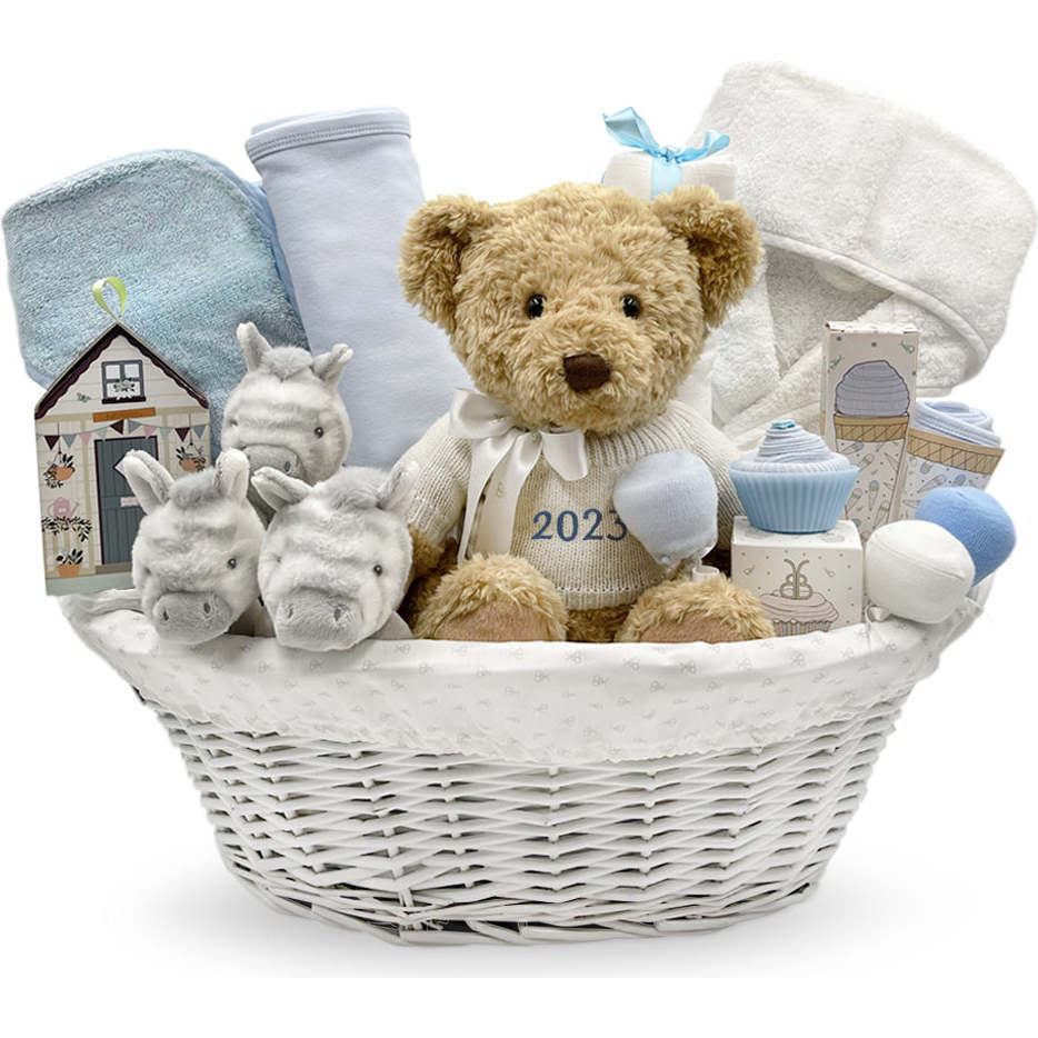 My First Year Zebra Hamper, Blue - Mixed Apparel Set - 1