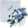 Luxury Rose Baby Clothes Bouquet and Personalized Baby Blanket, Blue - Mixed Apparel Set - 1 - thumbnail