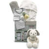 Little Bunny Sleepy Time Hamper, Neutral- 0-12 Months with White Personalized Bathrobe - Mixed Apparel Set - 1 - thumbnail