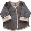 Quilted Jacket, Charcoal Stripes - Jackets - 1 - thumbnail