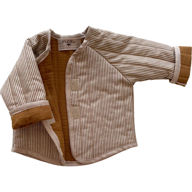 Quilted Jacket, Caramel Stripes - Jackets - 2