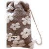 Teddy Drawstring Backpack, Floral Beige - Backpacks - 2