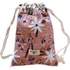 Cotton Drawstring Backpack, Floral Rose - Backpacks - 1 - thumbnail