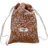 Cotton Drawstring Backpack, Caramel Flowers - Backpacks - 1 - thumbnail