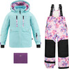 Watercolor Floral Print 2-Piece Snowsuit, Pink - Snowsuits - 1 - thumbnail