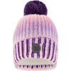 Watercolor Floral Print Knit Hat, Purple - Hats - 1 - thumbnail