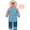 Spring Flower Print One-Piece Snowsuit, Rose - Snowsuits - 1 - thumbnail