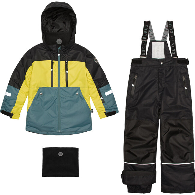 Teknik Colorblock 2-Piece Snowsuit, Pine Green, Lemongrass & Black