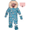 Spring Flower Print One-Piece Baby Snowsuit, Rose - Snowsuits - 1 - thumbnail