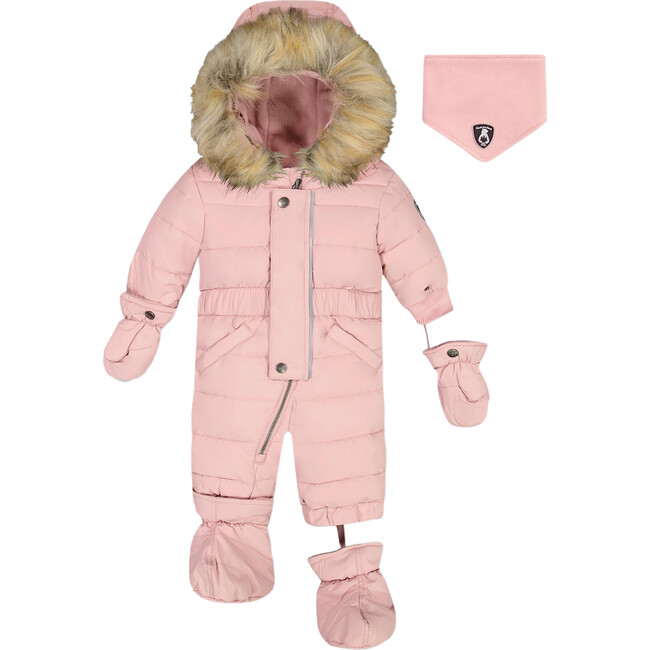 Solid One-Piece Baby Snowsuit, Old Rose