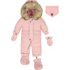 Solid One-Piece Baby Snowsuit, Old Rose - Snowsuits - 1 - thumbnail