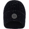 Sequined Knit Hat, Black - Hats - 1 - thumbnail