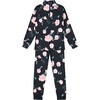 Rose Print 2-Piece Thermal Underwear Set, Black - Loungewear - 1 - thumbnail