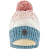 Winter Knit Pom Pom Colorblock Hat, Pink & Blue Gradient - Hats - 1 - thumbnail