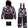 Rose Print 2-Piece Snowsuit, Black - Snowsuits - 1 - thumbnail