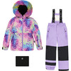 Rainbow Print 2-Piece Snowsuit, Lilac - Snowsuits - 1 - thumbnail