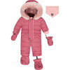 One-Piece Baby Snowsuit, Burgundy - Snowsuits - 1 - thumbnail