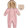 One-Piece Baby Car Seat Snowsuit, Old Rose - Snowsuits - 1 - thumbnail