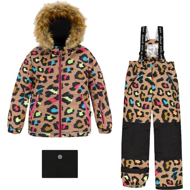 Leopard Print 2-Piece Snowsuit, Multicolors