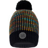 Knit Pom Pom Hat, Black & Multicolors - Hats - 1 - thumbnail