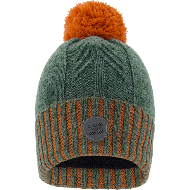 Knit Hat, Sea Pine & Orange