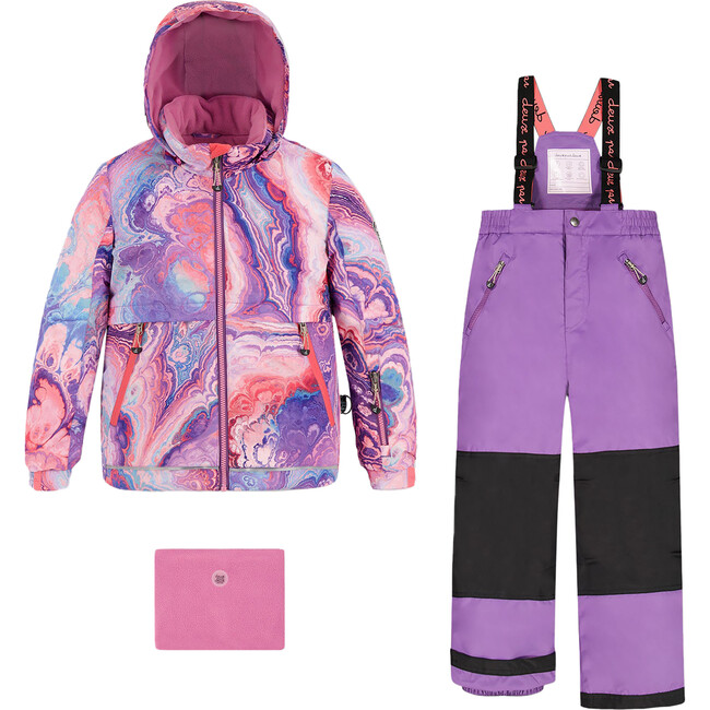 Quartz Print 2-Piece Snowsuit, Purple
