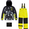 Galaxy Print 2-Piece Snowsuit, Yellow - Snowsuits - 1 - thumbnail