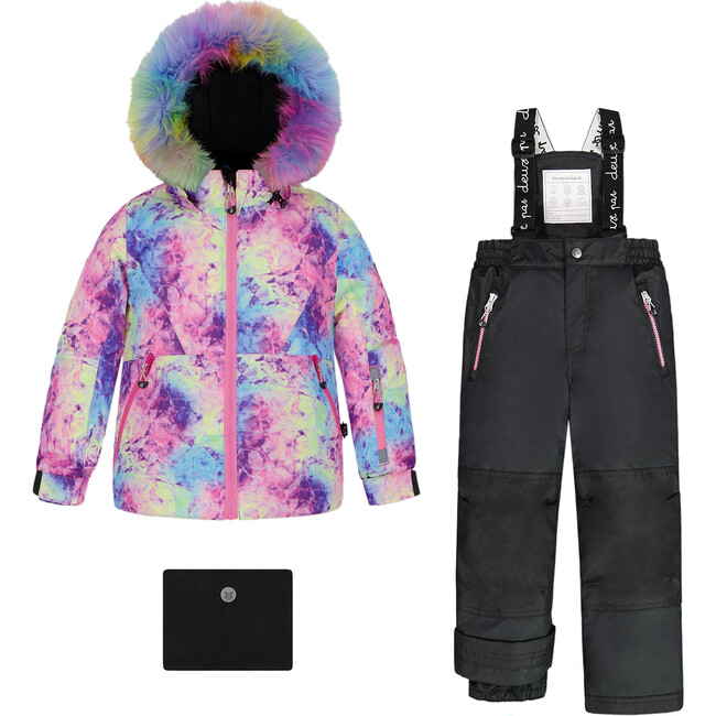 Frosted Rainbow Print 2-Piece Snowsuit, Black