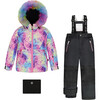 Frosted Rainbow Print 2-Piece Snowsuit, Black - Snowsuits - 1 - thumbnail