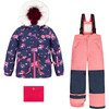 Flowery Unicorn Print 2-Piece Snowsuit, Rose - Snowsuits - 1 - thumbnail