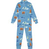 Bear Print 2-Piece Thermal Underwear Set, Blue - Loungewear - 1 - thumbnail