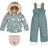 Bear Print 2-Piece Baby Snowsuit, French Blue - Snowsuits - 1 - thumbnail