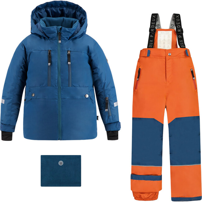 2-Piece Snowsuit, Navy & Fire Orange