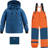 2-Piece Snowsuit, Navy & Fire Orange - Snowsuits - 1 - thumbnail